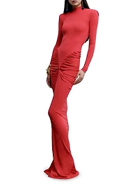 Darja Gathered Stretch Knit Maxi-Dress