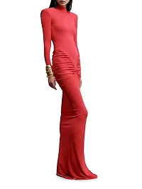 Darja Gathered Stretch Knit Maxi-Dress
