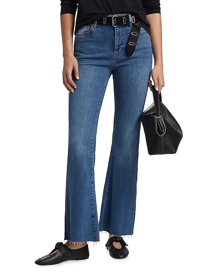 Le Easy Flare Raw Fray High-Rise Stretch Jeans