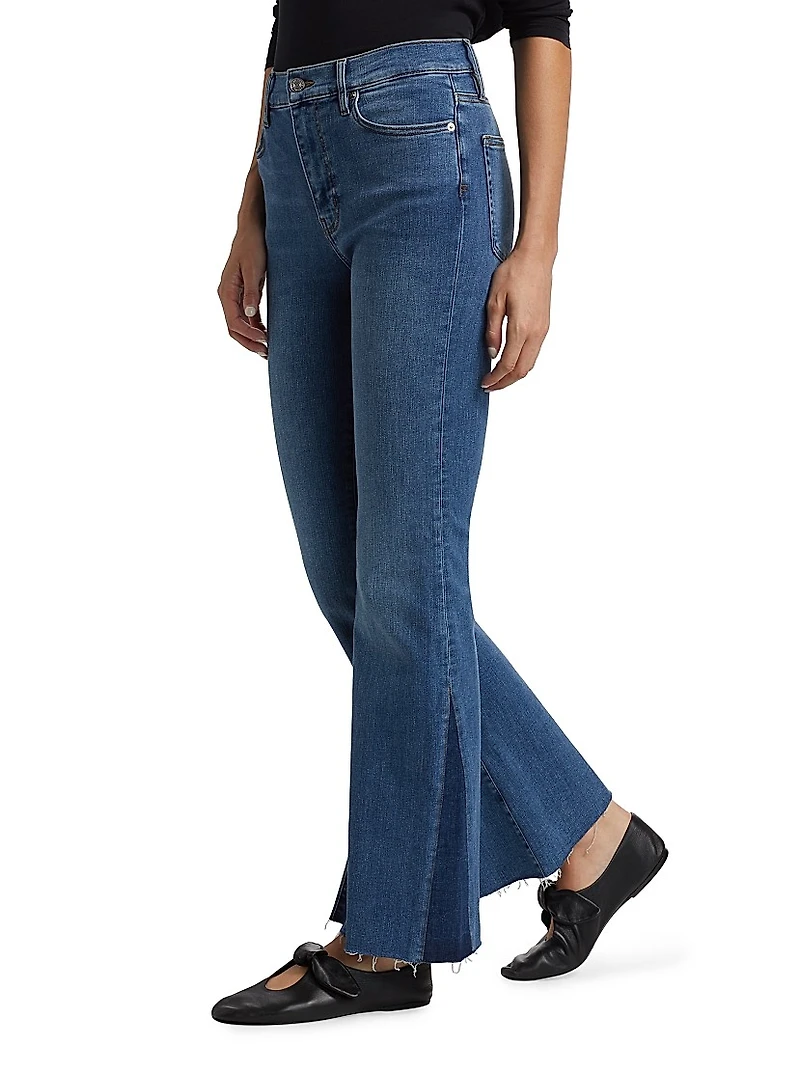 Le Easy Flare Raw Fray High-Rise Stretch Jeans