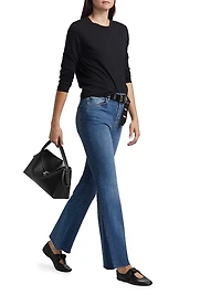 Le Easy Flare Raw Fray High-Rise Stretch Jeans