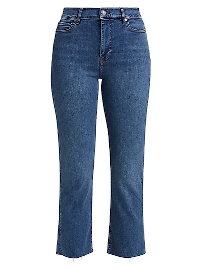 Le High Straight Raw Fray Mid-Rise Stretch Crop Jeans