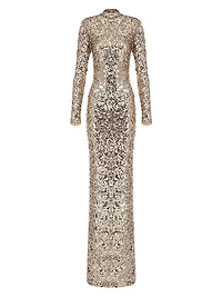 Catroux Sequined Fitted Maxi-Dress