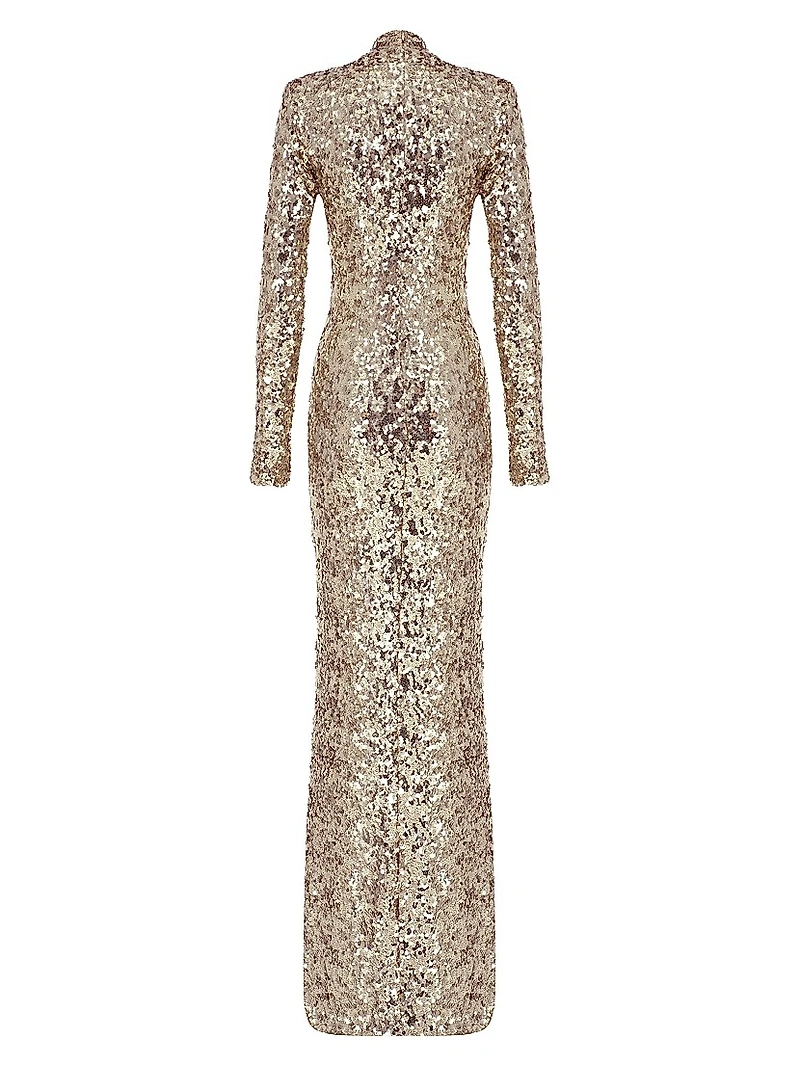 Catroux Sequined Fitted Maxi-Dress