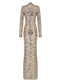 Catroux Sequined Fitted Maxi-Dress