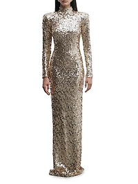 Catroux Sequined Fitted Maxi-Dress