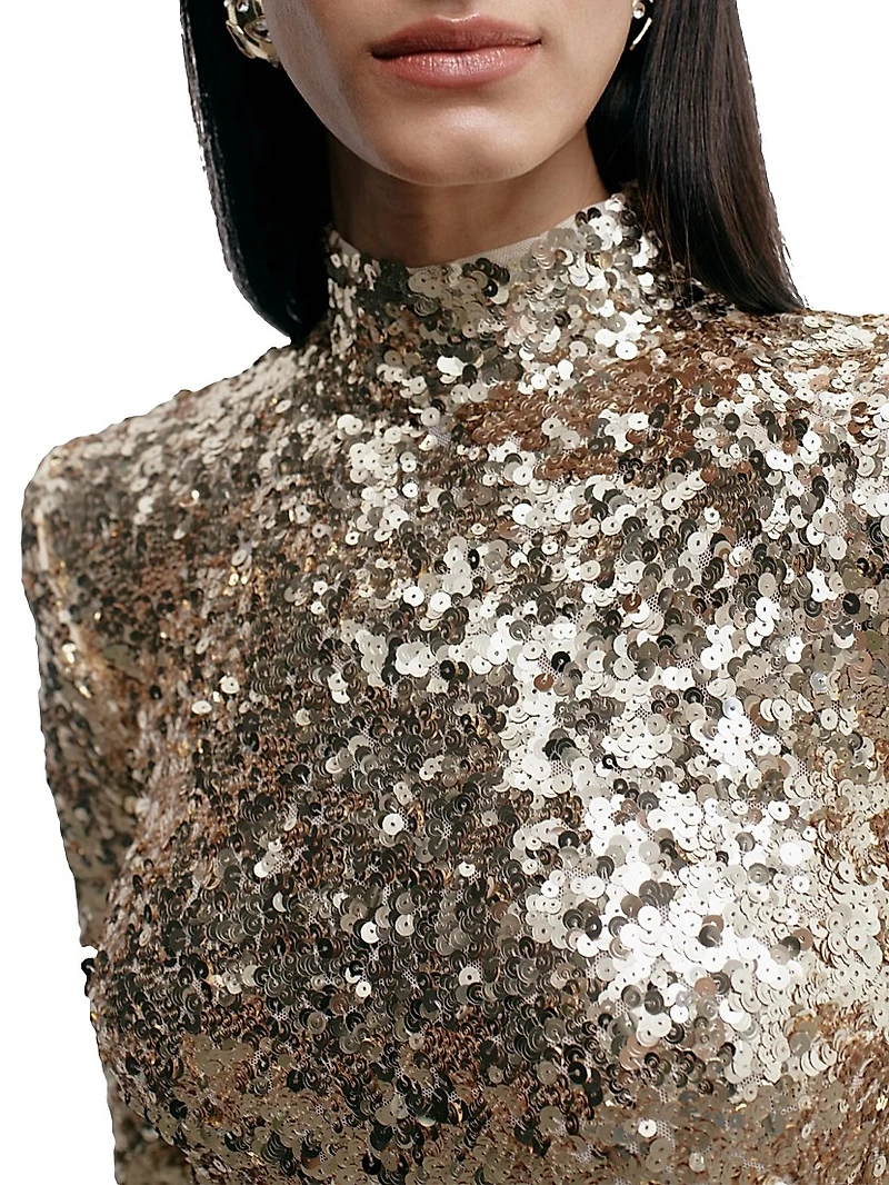 Catroux Sequined Fitted Maxi-Dress