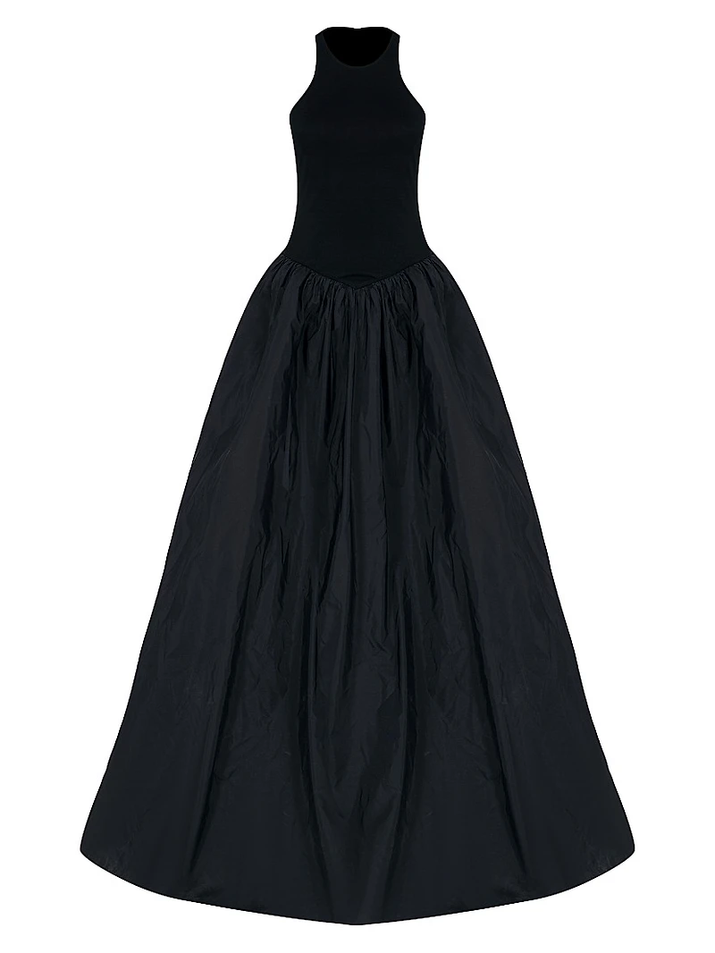 Cate Silk Fit-And-Flare Sleeveless Gown
