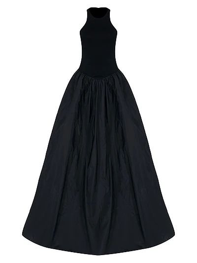Cate Silk Fit-And-Flare Sleeveless Gown