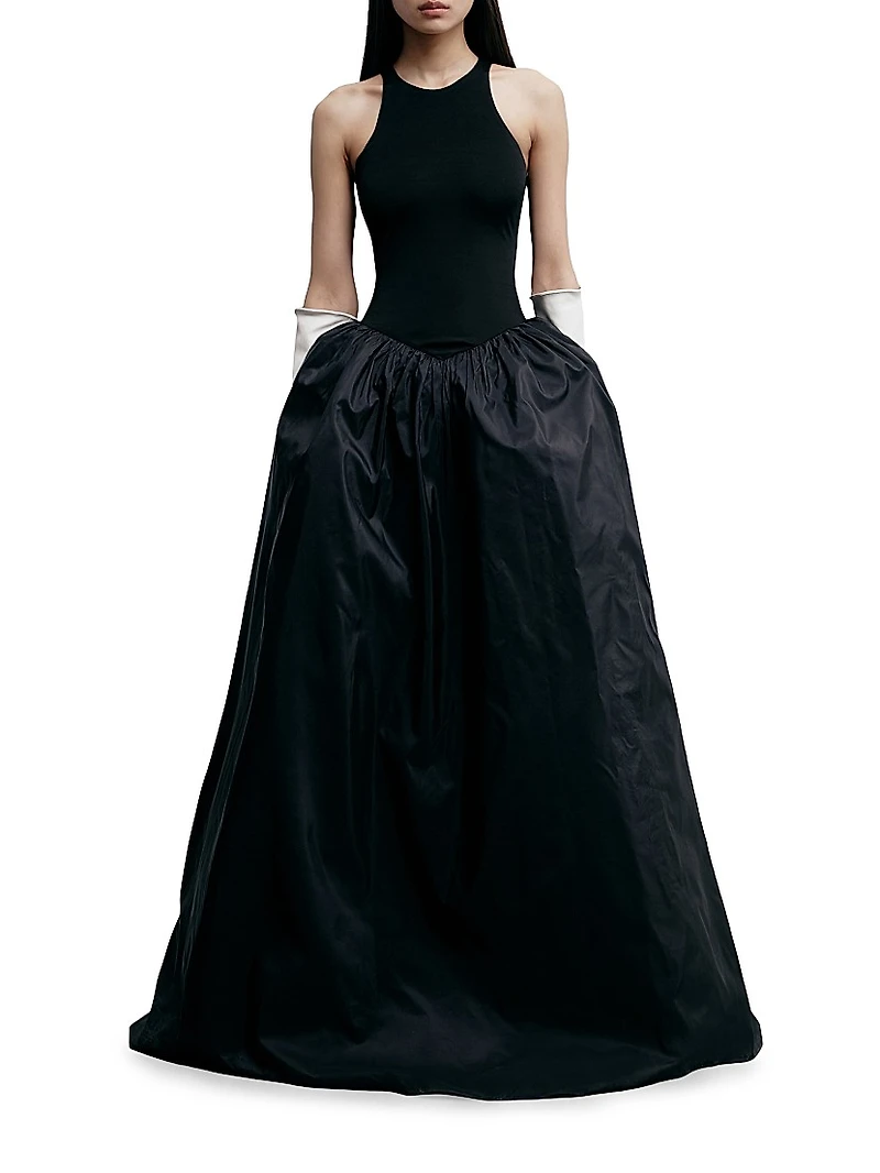Cate Silk Fit-And-Flare Sleeveless Gown