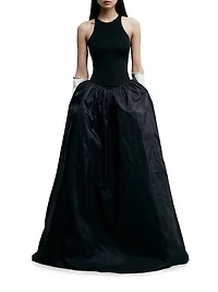 Cate Silk Fit-And-Flare Sleeveless Gown