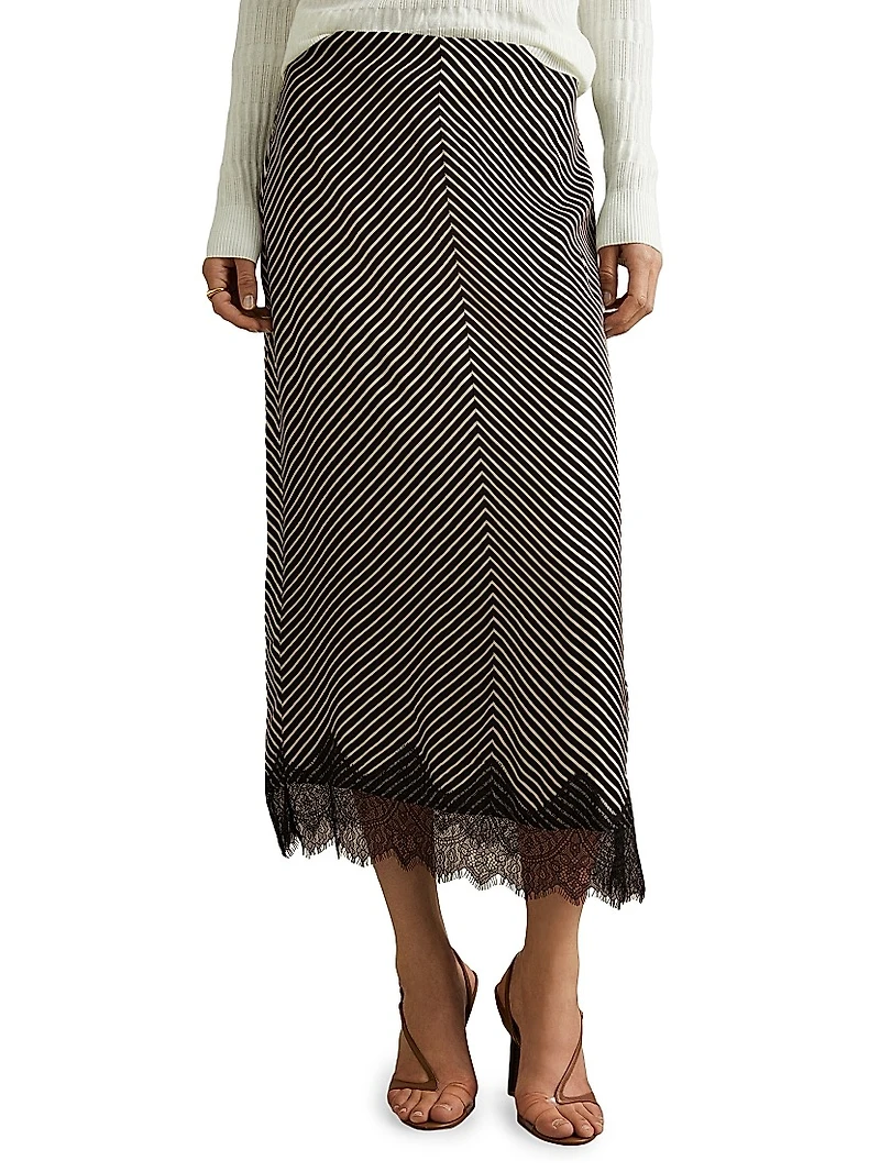 Ivy Striped Midi-Skirt