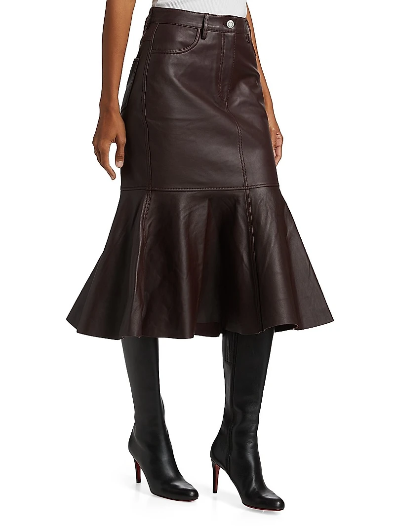 Luella Leather Flounce Skirt