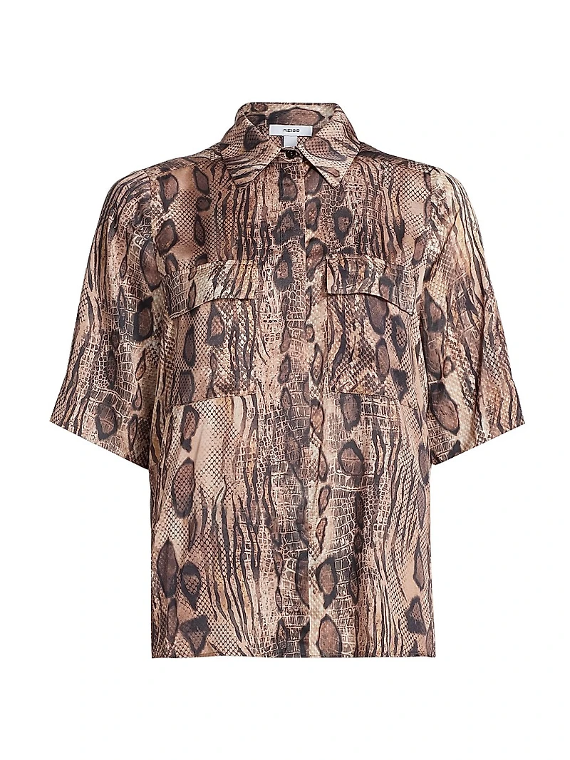 Maya Snake-Print Short-Sleeve Shirt