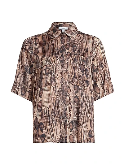 Maya Snake-Print Short-Sleeve Shirt