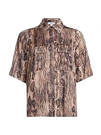 Maya Snake-Print Short-Sleeve Shirt