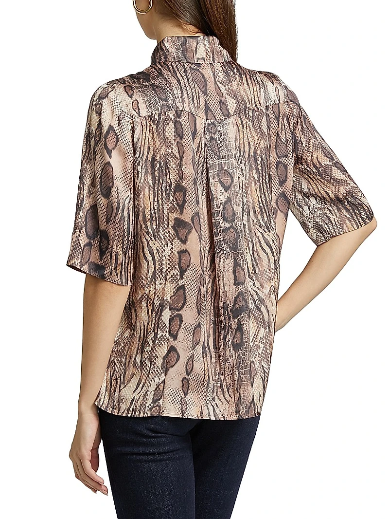 Maya Snake-Print Short-Sleeve Shirt