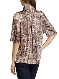 Maya Snake-Print Short-Sleeve Shirt