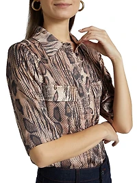 Maya Snake-Print Short-Sleeve Shirt