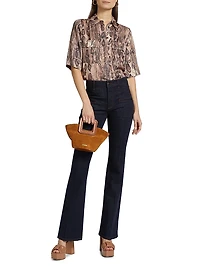 Maya Snake-Print Short-Sleeve Shirt