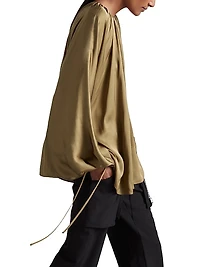 Finley Draped Balloon-Sleeve Blouse
