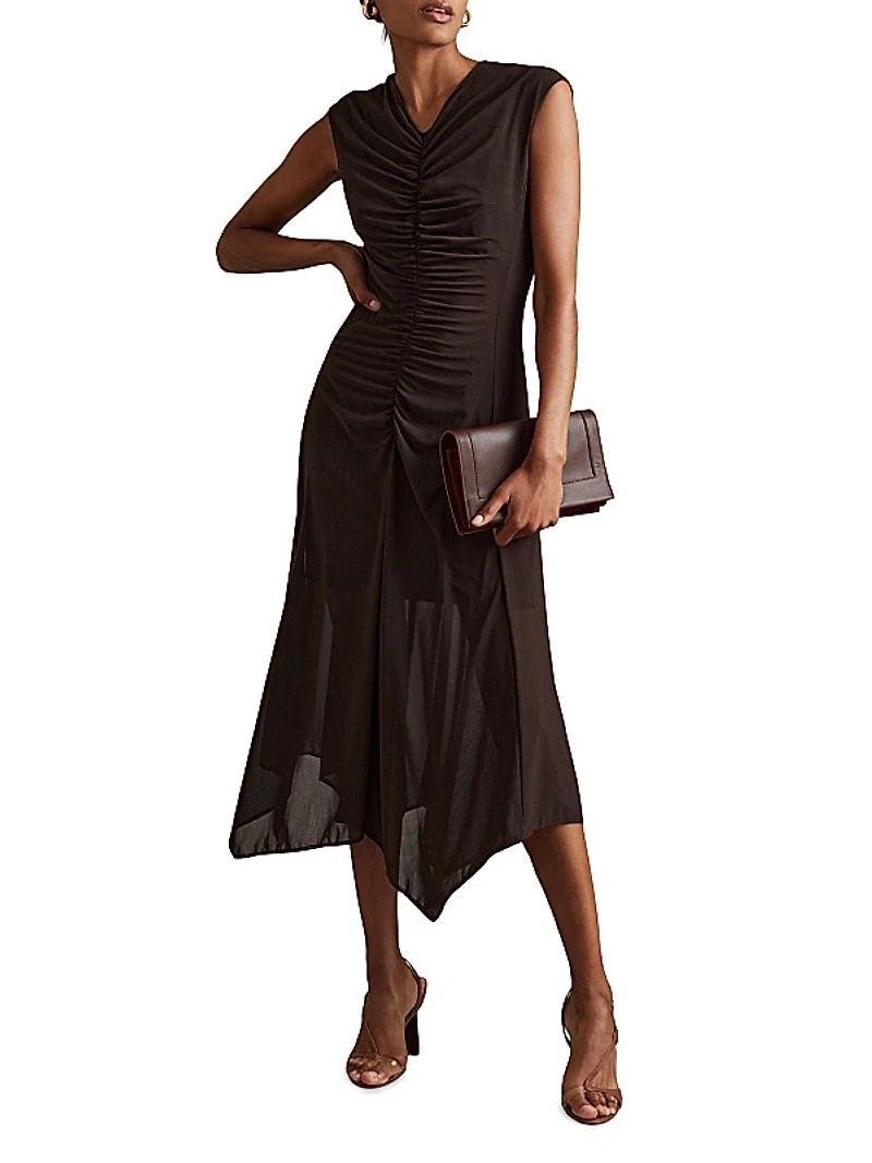 Lyra Ruched Midi-Dress