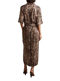 Farah Snake Tie-Waist Midi-Dress