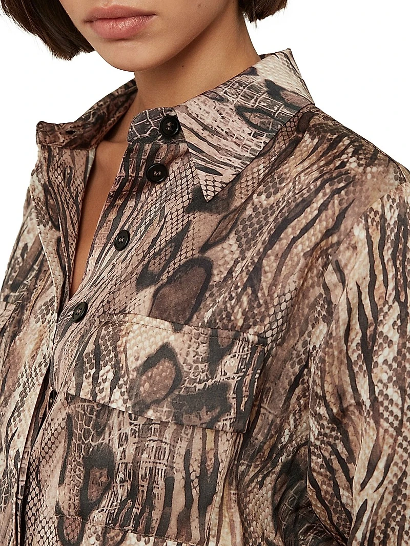 Farah Snake Tie-Waist Midi-Dress