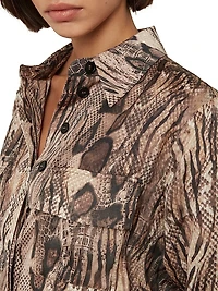 Farah Snake Tie-Waist Midi-Dress