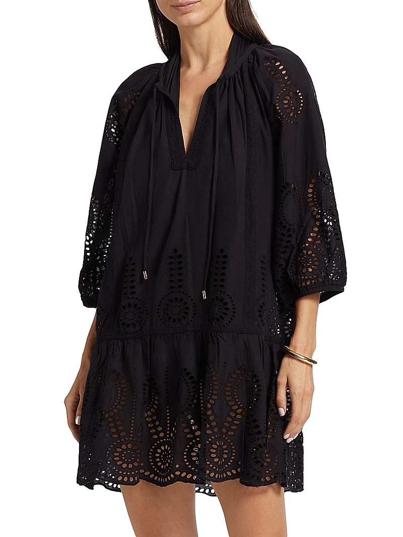Ashley Eyelet Cotton Cover-Up Minidress