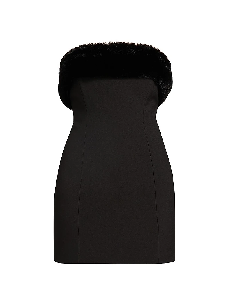 Clause Faux Fur-Trimmed Minidress