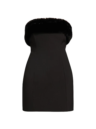 Clause Faux Fur-Trimmed Minidress