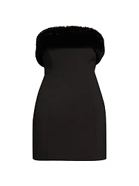 Clause Faux Fur-Trimmed Minidress