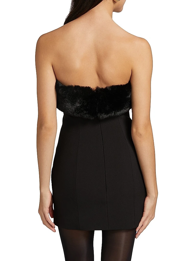 Clause Faux Fur-Trimmed Minidress