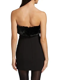 Clause Faux Fur-Trimmed Minidress