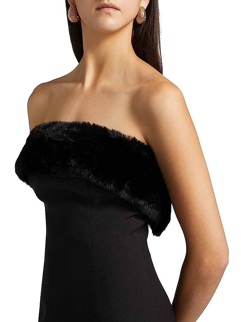 Clause Faux Fur-Trimmed Minidress