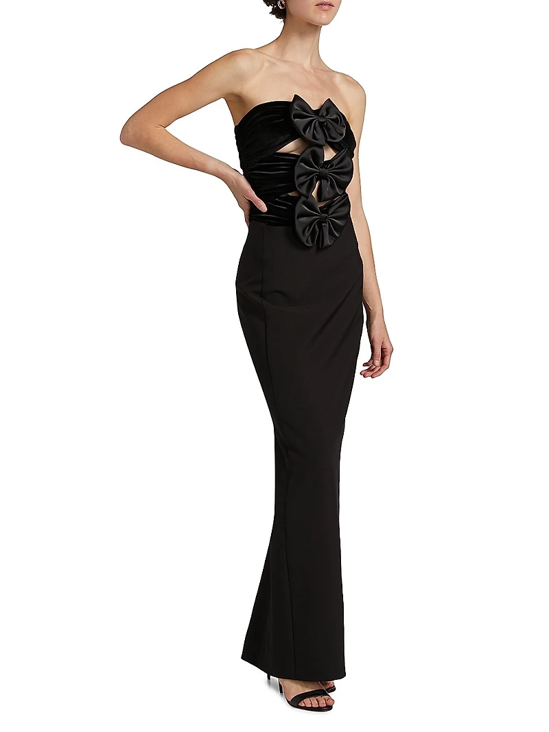 Constance Bow Cut-Out Column Gown