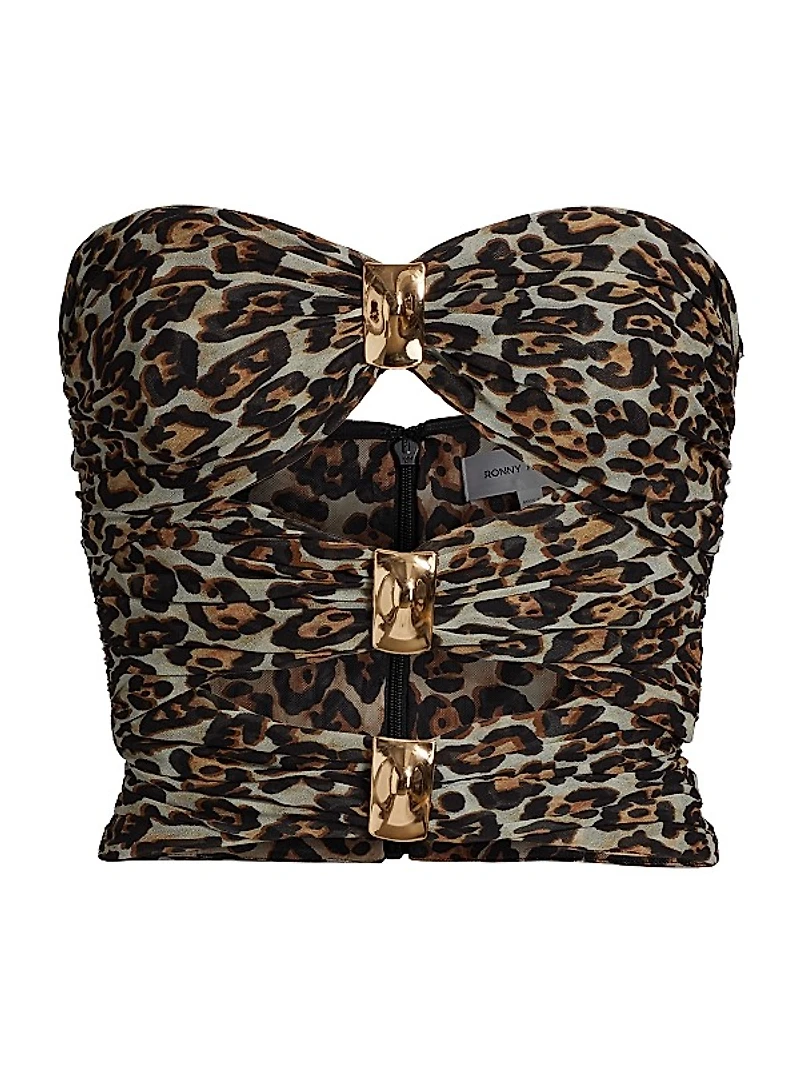 Dressler Leopard Cut-Out Strapless Top