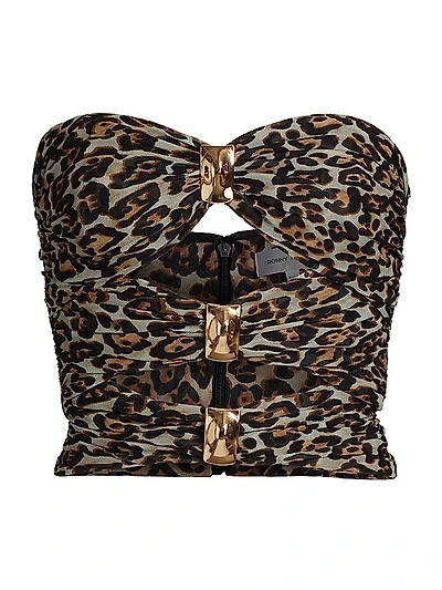 Dressler Leopard Cut-Out Strapless Top