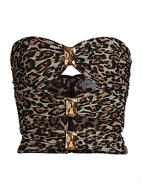 Dressler Leopard Cut-Out Strapless Top
