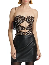 Dressler Leopard Cut-Out Strapless Top