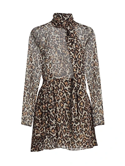 Carlotta Leopard Tieneck Minidress
