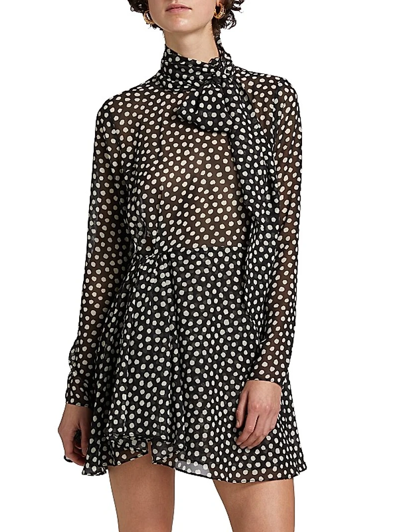 Carlotta Polka Dot Tie Minidress