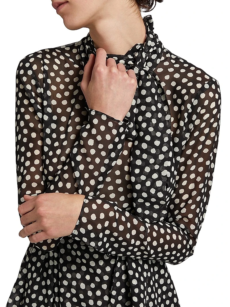 Carlotta Polka Dot Tie Minidress