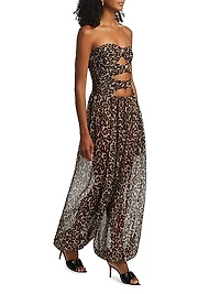 Mora Leopard Print Strapless Jumpsuit
