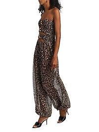 Mora Leopard Print Strapless Jumpsuit