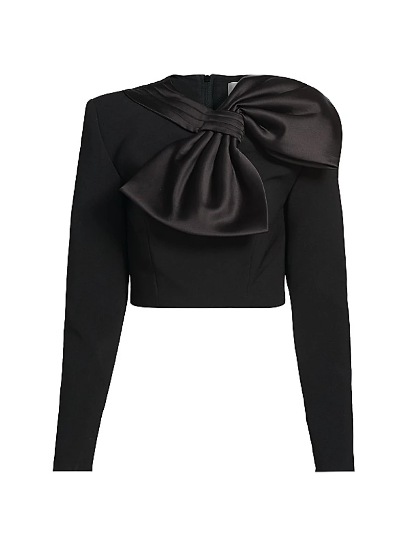 Arlet Bow Long-Sleeve Crop Top