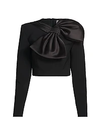 Arlet Bow Long-Sleeve Crop Top