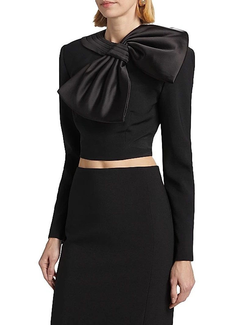 Arlet Bow Long-Sleeve Crop Top