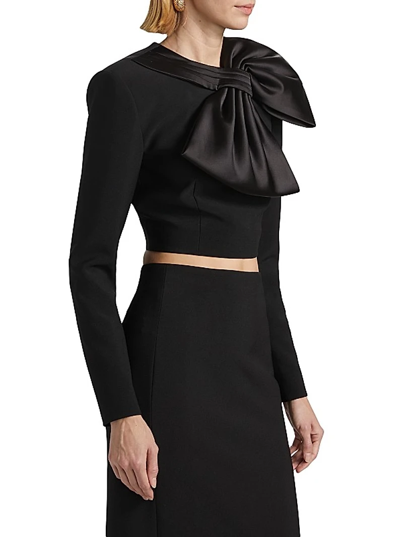 Arlet Bow Long-Sleeve Crop Top